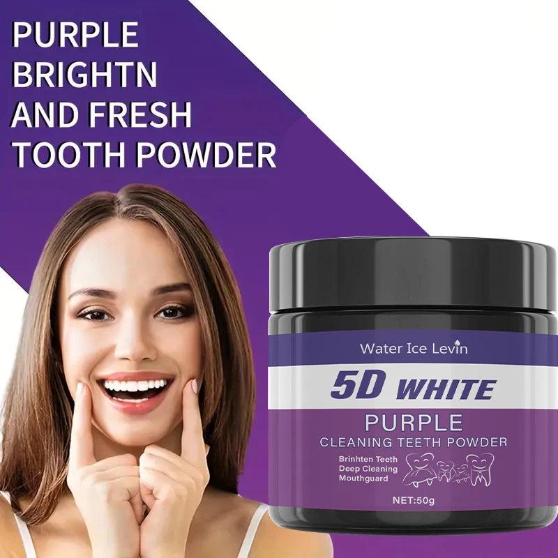 Transform Your Smile with Our Purple Teeth Cleaning Powder - Sulfate-Free Formula for Deep Cleaning and Polishing, Achieve a Whiter Smile in Just 5 Days, Perfect for Daily Use and Travel