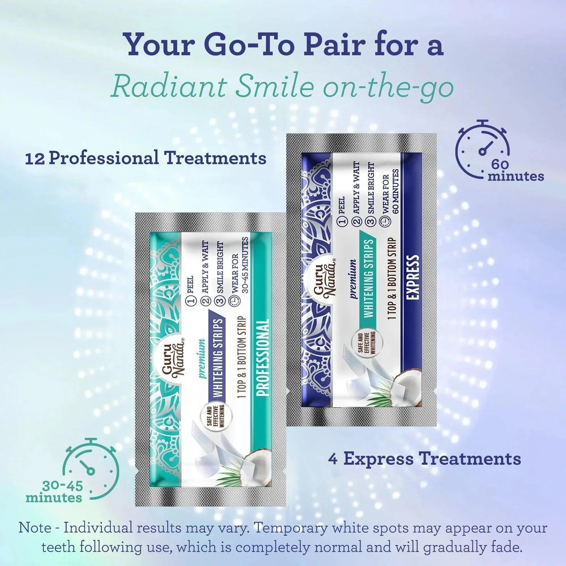 Brighten Your Smile with GuruNanda Whitening Strips - 16 Day Treatment, 2 Pack