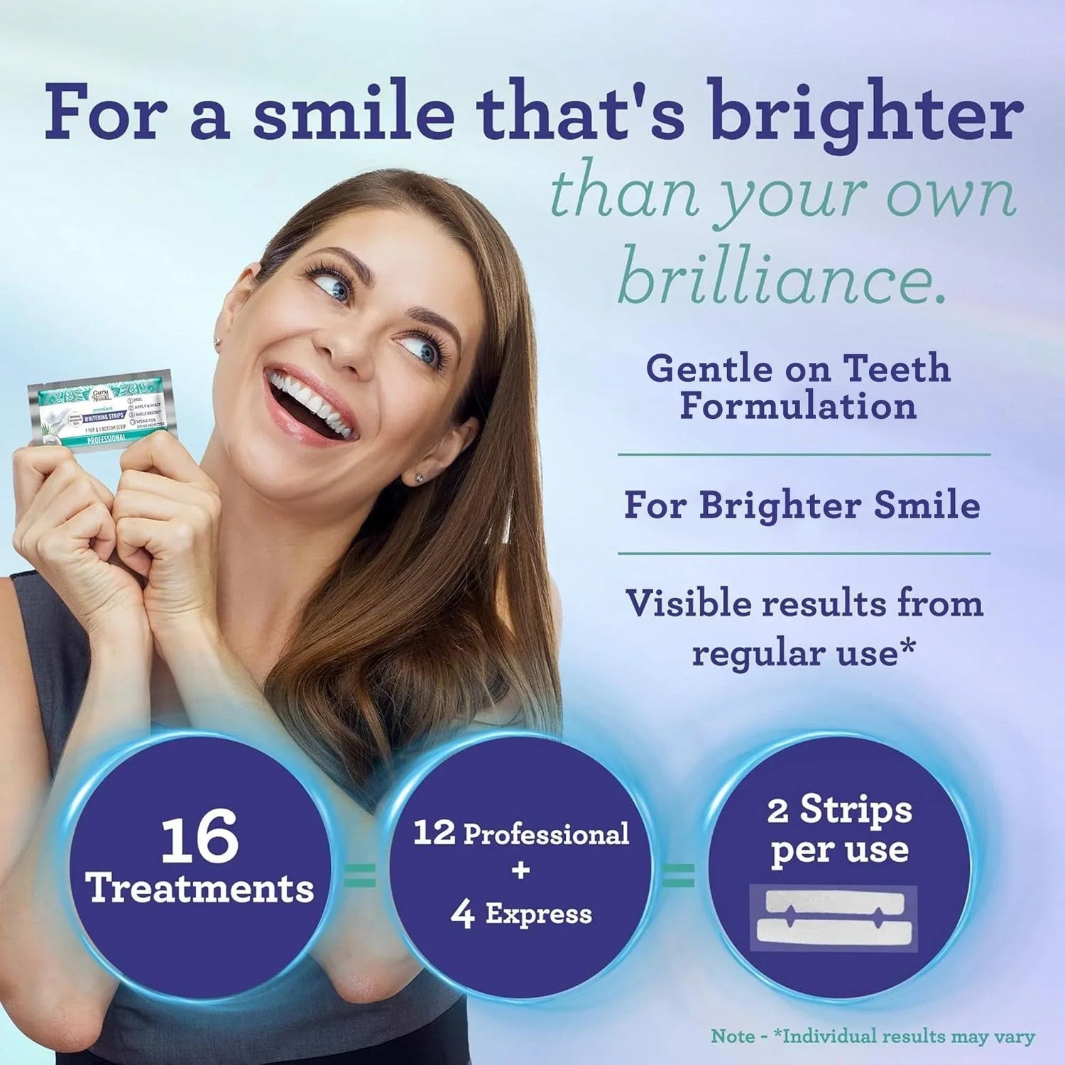 Brighten Your Smile with GuruNanda Whitening Strips - 16 Day Treatment, 2 Pack