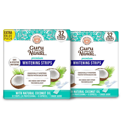 Brighten Your Smile with GuruNanda Whitening Strips - 16 Day Treatment, 2 Pack