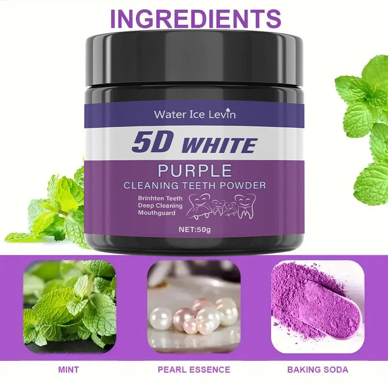 Transform Your Smile with Our Purple Teeth Cleaning Powder - Sulfate-Free Formula for Deep Cleaning and Polishing, Achieve a Whiter Smile in Just 5 Days, Perfect for Daily Use and Travel